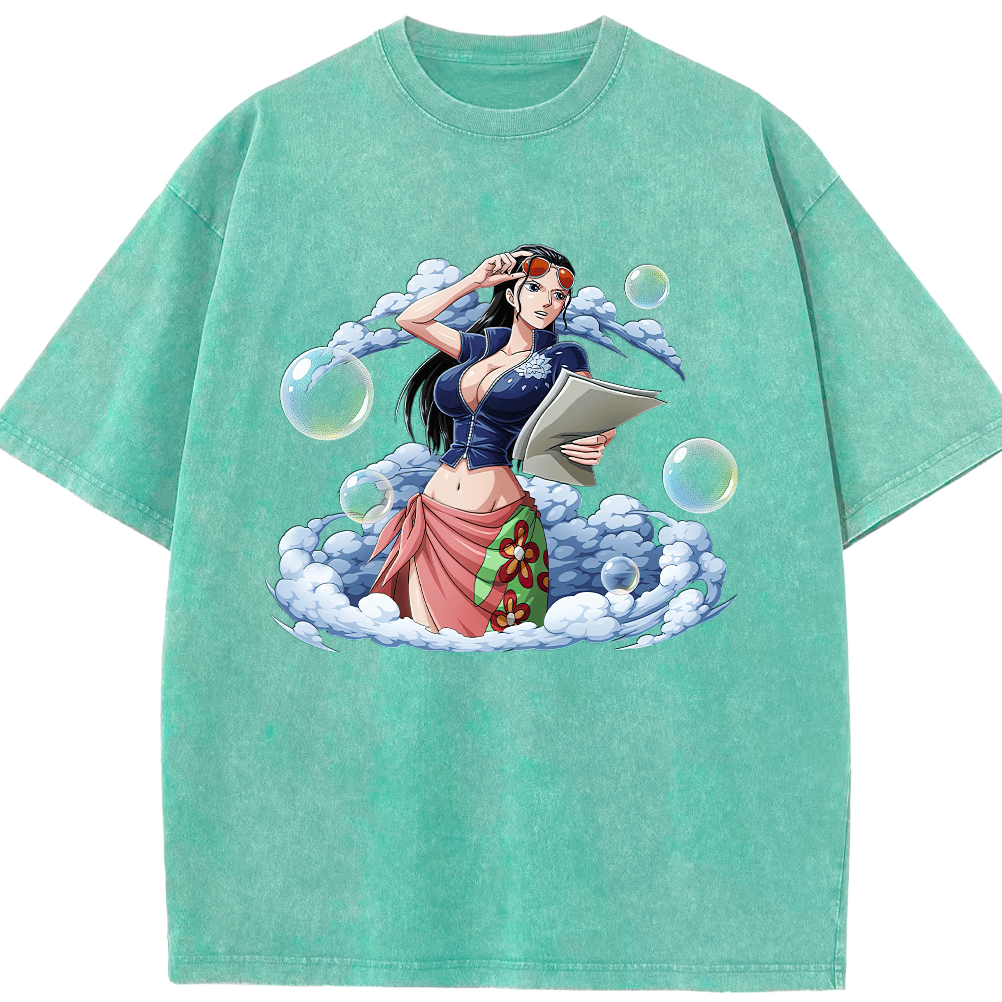 ワンピース ニコ・ロビン ONE PIECE Nico Robin 綿100% ヴィンテージ風 半袖Tシャツ（フロントプリント）